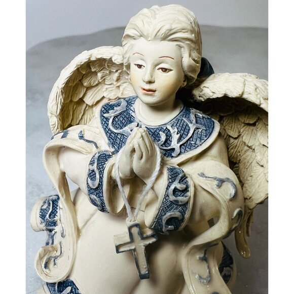 Vtg 2002 Sarahs Angels "Dawn" Figurine Praying Angel Cross GrannyCore BabyCore - Picture 2 of 5